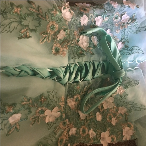 Off Shoulder Floral Prom/Pageant Gown - Picture 5 of 5